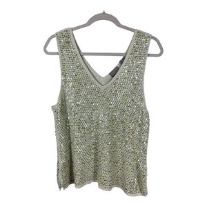 Women's Sigrid Olsen Knitted By Hand Sequin Top NWT Size XL